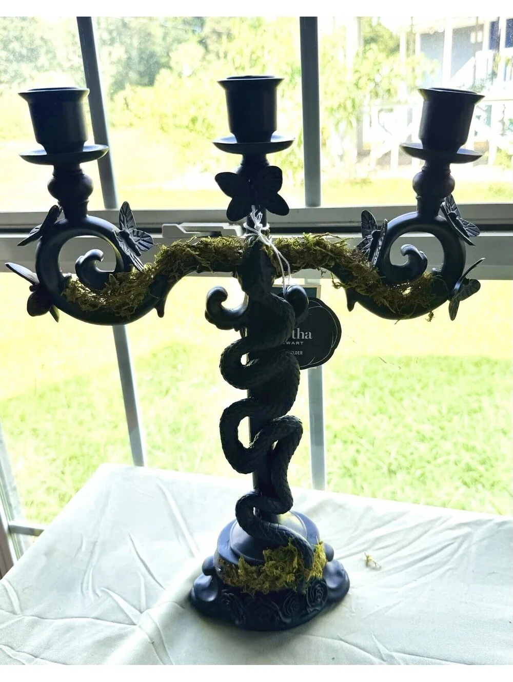 Viral TikTok Martha Stewart Black Snake/Butterfly Halloween Goth Candelabra NWT